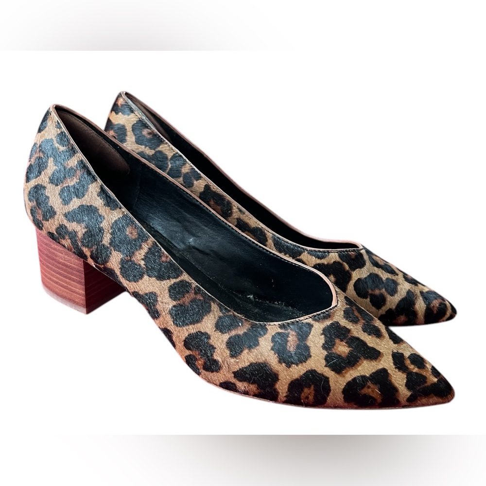 SOLE SOCIETY Kerah Leopard Print Cow Hair Pointed Toe Pump Animal Print Heel 9